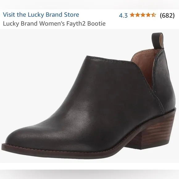 Lucky Brand Fayth Leather Ankle Boots Black Booties Slip On Boho Shoes Women’s 9