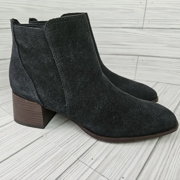 Lucky Brand Lilye Suede and Block Heel Boots in Black and Brown Size 10 NWT
