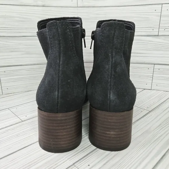 Lucky Brand Lilye Suede and Block Heel Boots in Black and Brown Size 10 NWT