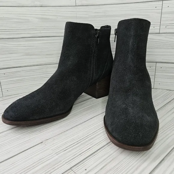 Lucky Brand Lilye Suede and Block Heel Boots in Black and Brown Size 10 NWT