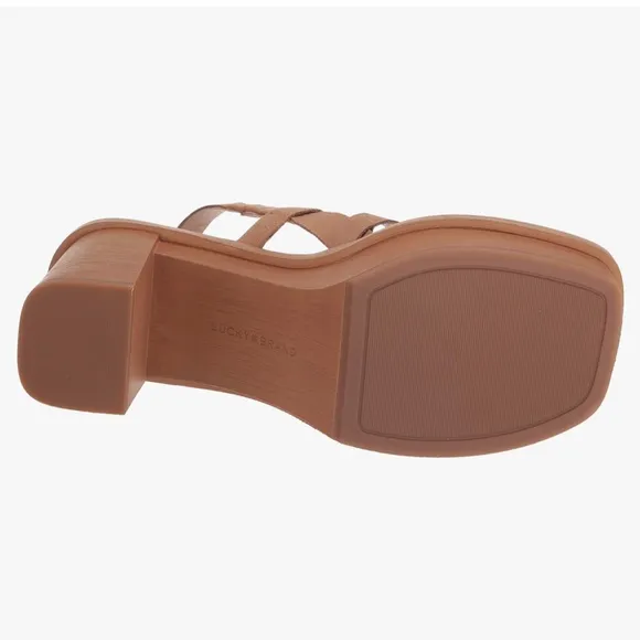 Lucky brand Marselina Tan brown Block Heel leather O ring  Sandals NEW 9.5