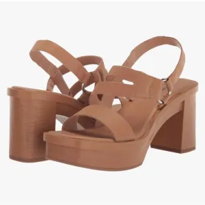 Lucky brand Marselina Tan brown Block Heel leather O ring  Sandals NEW 9.5