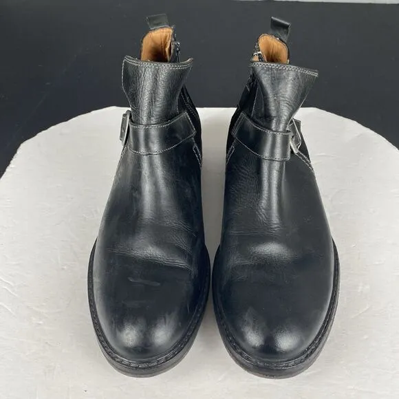 Lucky Brand Men’s Size 10.5 Leather Suede Zip Up Ankle Boots Black With Buckle