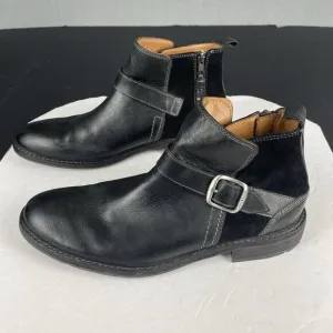 Lucky Brand Men’s Size 10.5 Leather Suede Zip Up Ankle Boots Black With Buckle