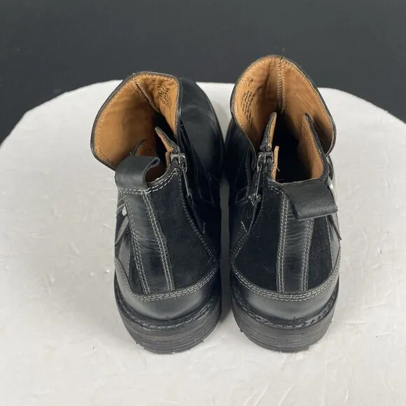 Lucky Brand Men’s Size 10.5 Leather Suede Zip Up Ankle Boots Black With Buckle