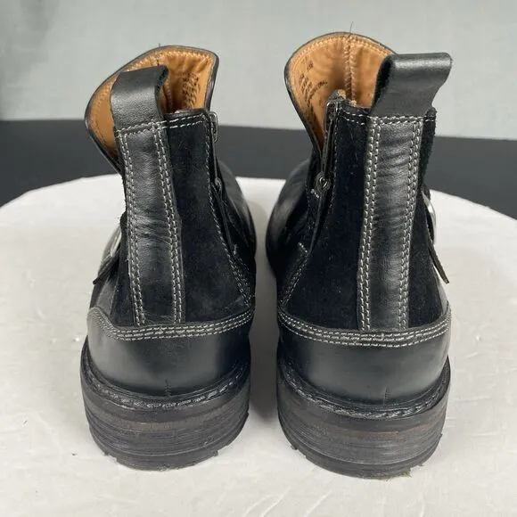 Lucky Brand Men’s Size 10.5 Leather Suede Zip Up Ankle Boots Black With Buckle