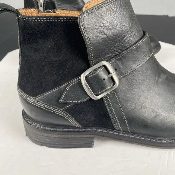 Lucky Brand Men’s Size 10.5 Leather Suede Zip Up Ankle Boots Black With Buckle
