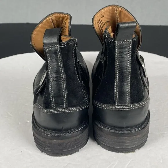 Lucky Brand Men’s Size 10.5 Leather Suede Zip Up Ankle Boots Black With Buckle