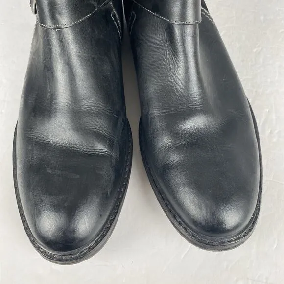 Lucky Brand Men’s Size 10.5 Leather Suede Zip Up Ankle Boots Black With Buckle