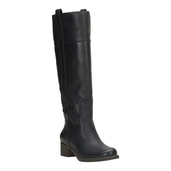 Lucky Brand Women's Hybiscus Knee High Leather Riding Boots Black Size 8 1/2