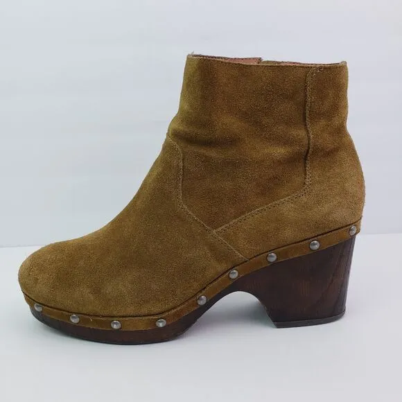 Lucky Brand Yasamin Womens Size 11 Tapenade Taupe Suede Studded 3&quot; Booties Boots