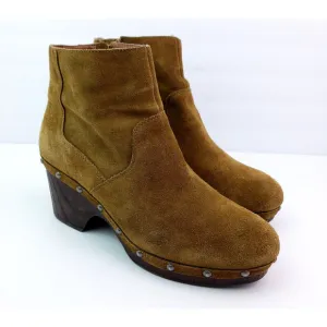 Lucky Brand Yasamin Womens Size 11 Tapenade Taupe Suede Studded 3&quot; Booties Boots