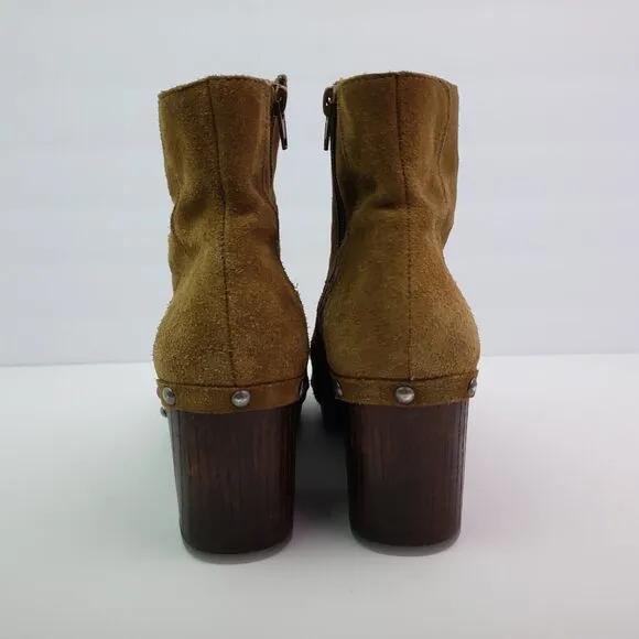Lucky Brand Yasamin Womens Size 11 Tapenade Taupe Suede Studded 3&quot; Booties Boots