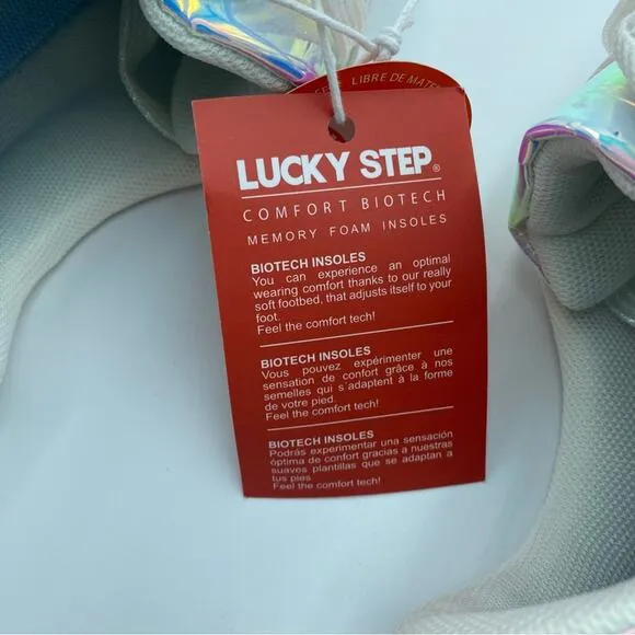 Lucky Step Women’s Fashion Sneakers Iridescent Rhinestone Girly Glitter 11
