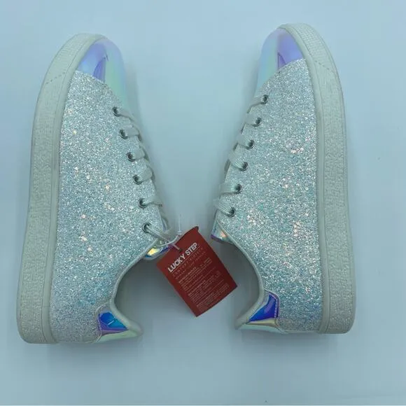 Lucky Step Women’s Fashion Sneakers Iridescent Rhinestone Girly Glitter 11