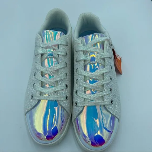 Lucky Step Women’s Fashion Sneakers Iridescent Rhinestone Girly Glitter 11