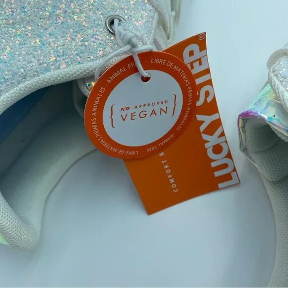 Lucky Step Women’s Fashion Sneakers Iridescent Rhinestone Girly Glitter 11