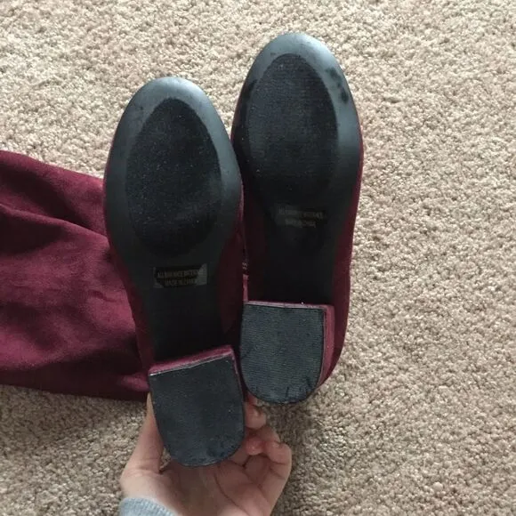 Lulu's Burgundy Suede Over-the-Knee Boots