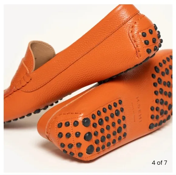 M. Gemi Leather The Pastoso loafers in Orangina , size 7.5