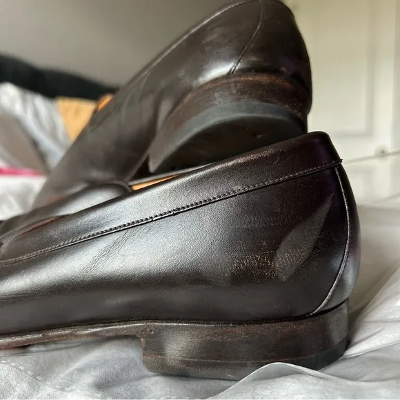 M Vintage Gucci Dark Brown Genuine Leather Goodyear Loafers Size 9.5 |F20