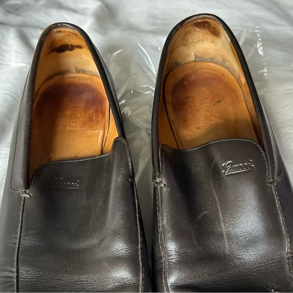 M Vintage Gucci Dark Brown Genuine Leather Goodyear Loafers Size 9.5 |F20