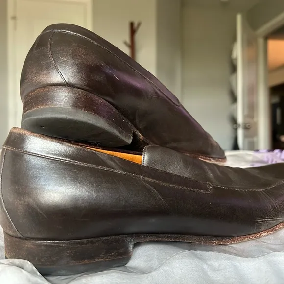 M Vintage Gucci Dark Brown Genuine Leather Goodyear Loafers Size 9.5 |F20