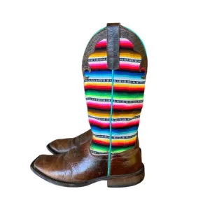 MACIE BEAN M9078 &quot;Pancho &amp; Lefty&quot; Serape &amp; Brown Leather Cowgirl Boots Size 8