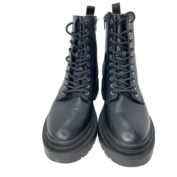 Madden Girl Combat Boots Lug Sole Lace Up Ankle Booties Black Fashion Boots sz 9