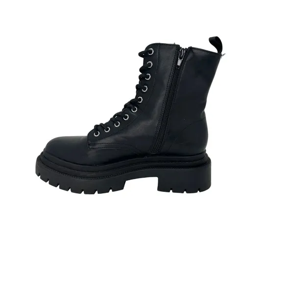Madden Girl Combat Boots Lug Sole Lace Up Ankle Booties Black Fashion Boots sz 9