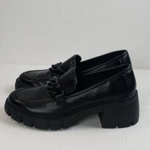 Madden Girl Hoxtonn Black Lug Chunky Heel Loafers