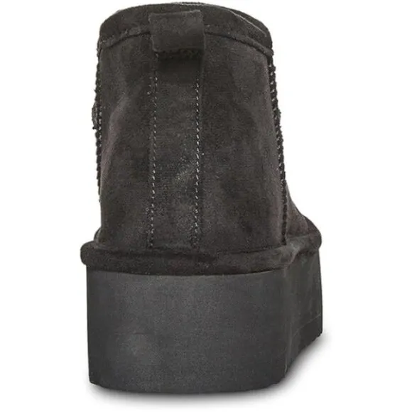 Madden Girl Women's Embracce Fleece Shearling Lined Ankle Boot Size 10 M BLACK