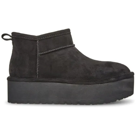 Madden Girl Women's Embracce Fleece Shearling Lined Ankle Boot Size 10 M BLACK