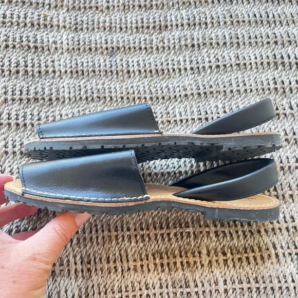 Made in Spain Menorquina d’ESTIU sandals leather sling back black tan sandals
