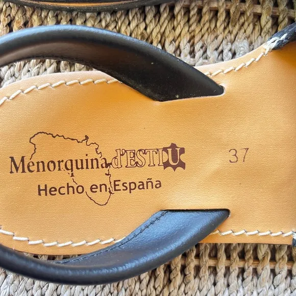 Made in Spain Menorquina d’ESTIU sandals leather sling back black tan sandals