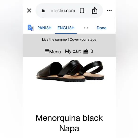Made in Spain Menorquina d’ESTIU sandals leather sling back black tan sandals
