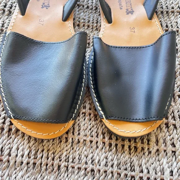 Made in Spain Menorquina d’ESTIU sandals leather sling back black tan sandals