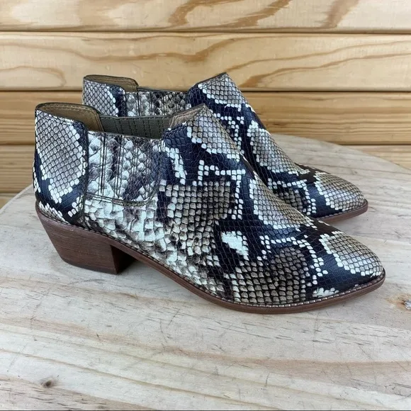 Madewell 6 US Sonia M3463 Snake Embossed Leather Ankle Boots Chelsea Booties NEW