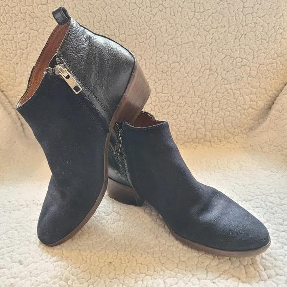 Madewell ankle boots 39101 black suede and leather