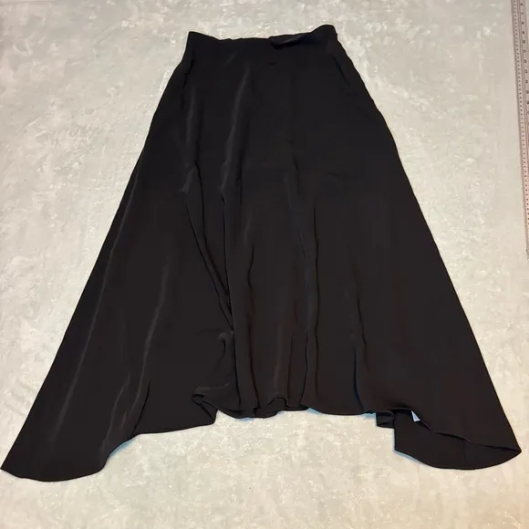 Madewell Asymmetric Midi Skirt Black 00 NWT Drapey Crepe High-Low Hem