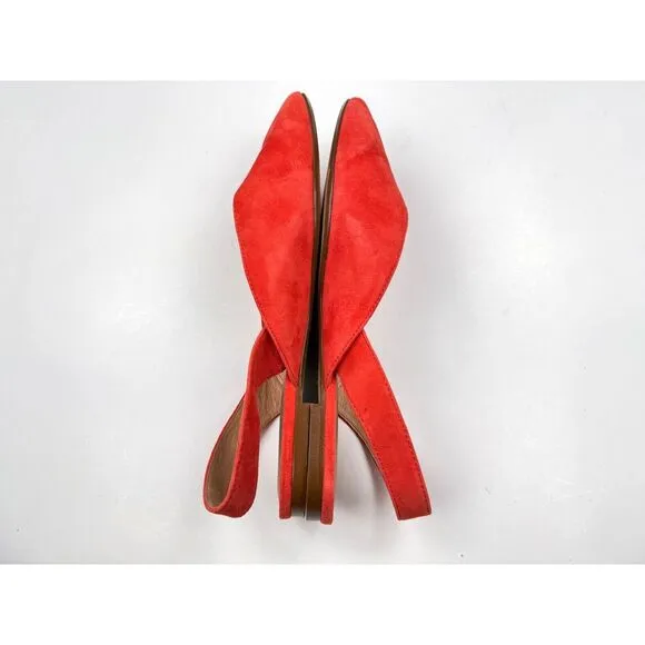 MADEWELL Ava Singback Flat Coastal Orange Suede Women 10 NWOB Leather‎ Sandals
