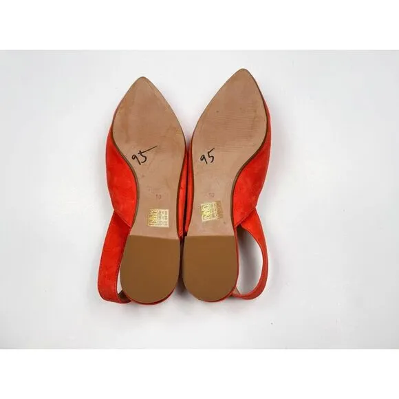 MADEWELL Ava Singback Flat Coastal Orange Suede Women 10 NWOB Leather‎ Sandals