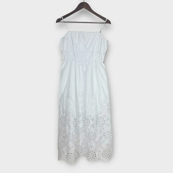 Madewell Embroidered Tank Midi Dress in Poplin White Size 12 NS131 New