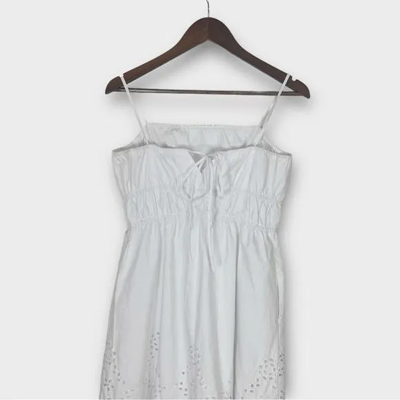Madewell Embroidered Tank Midi Dress in Poplin White Size 12 NS131 New