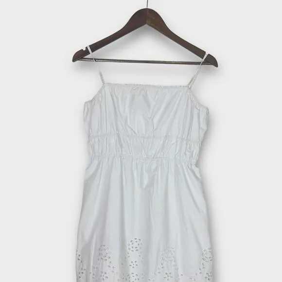 Madewell Embroidered Tank Midi Dress in Poplin White Size 12 NS131 New