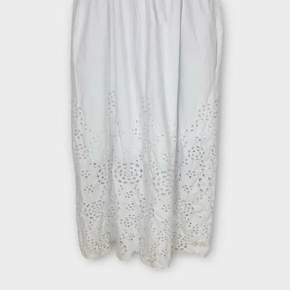 Madewell Embroidered Tank Midi Dress in Poplin White Size 12 NS131 New