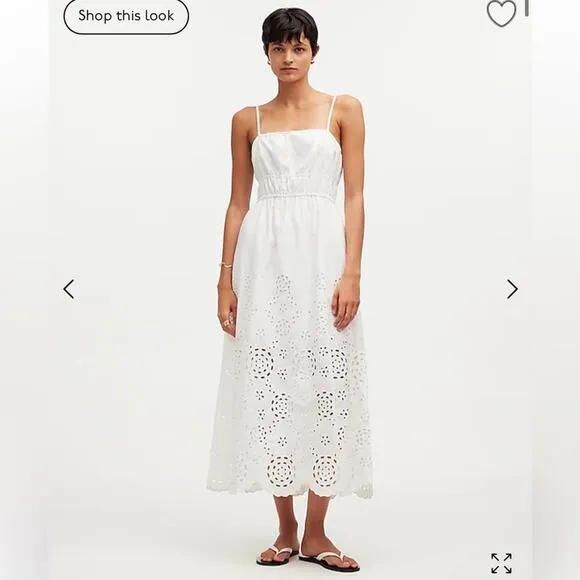 Madewell Embroidered Tank Midi Dress in Poplin White Size 12 NS131 New