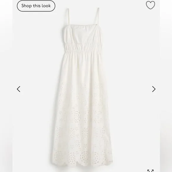 Madewell Embroidered Tank Midi Dress in Poplin White Size 12 NS131 New