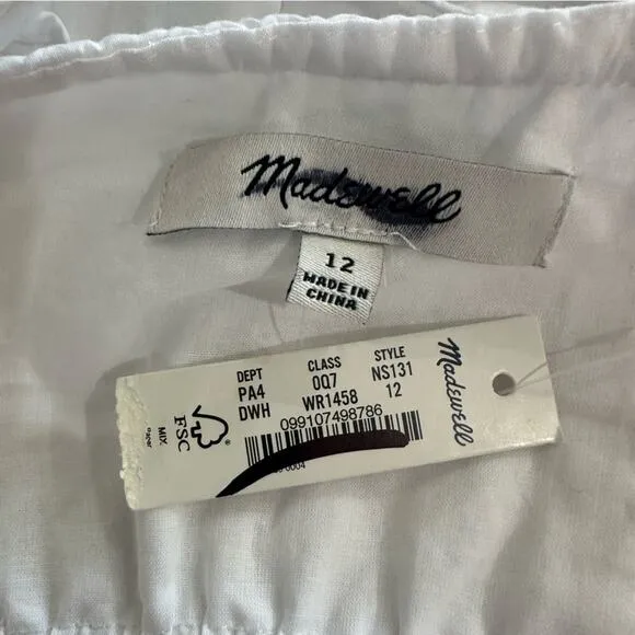 Madewell Embroidered Tank Midi Dress in Poplin White Size 12 NS131 New