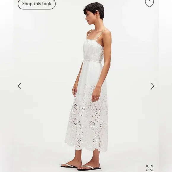 Madewell Embroidered Tank Midi Dress in Poplin White Size 12 NS131 New