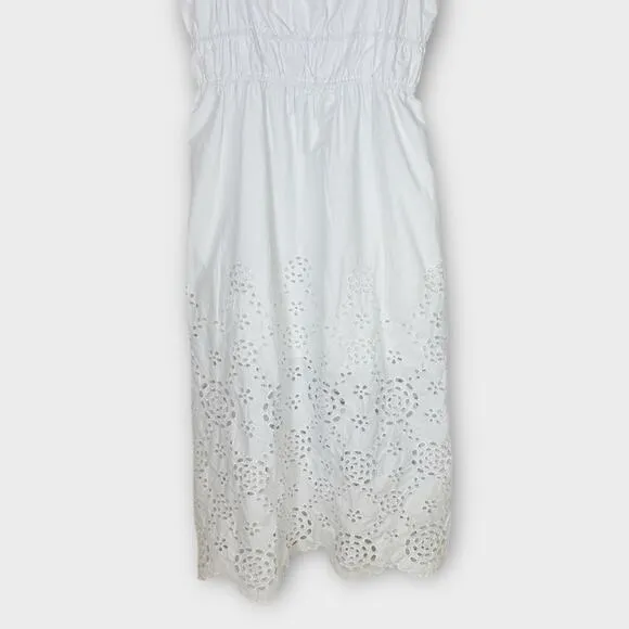 Madewell Embroidered Tank Midi Dress in Poplin White Size 12 NS131 New